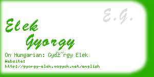 elek gyorgy business card